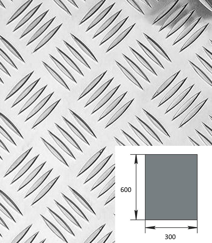 Лист рифлёный алюминиевый Лкв 02.05.00 300х600 мм
