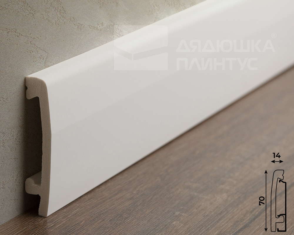 Плинтус СОЛИД 1 UHD 03/70C 70*14*2000 Белый под покраску