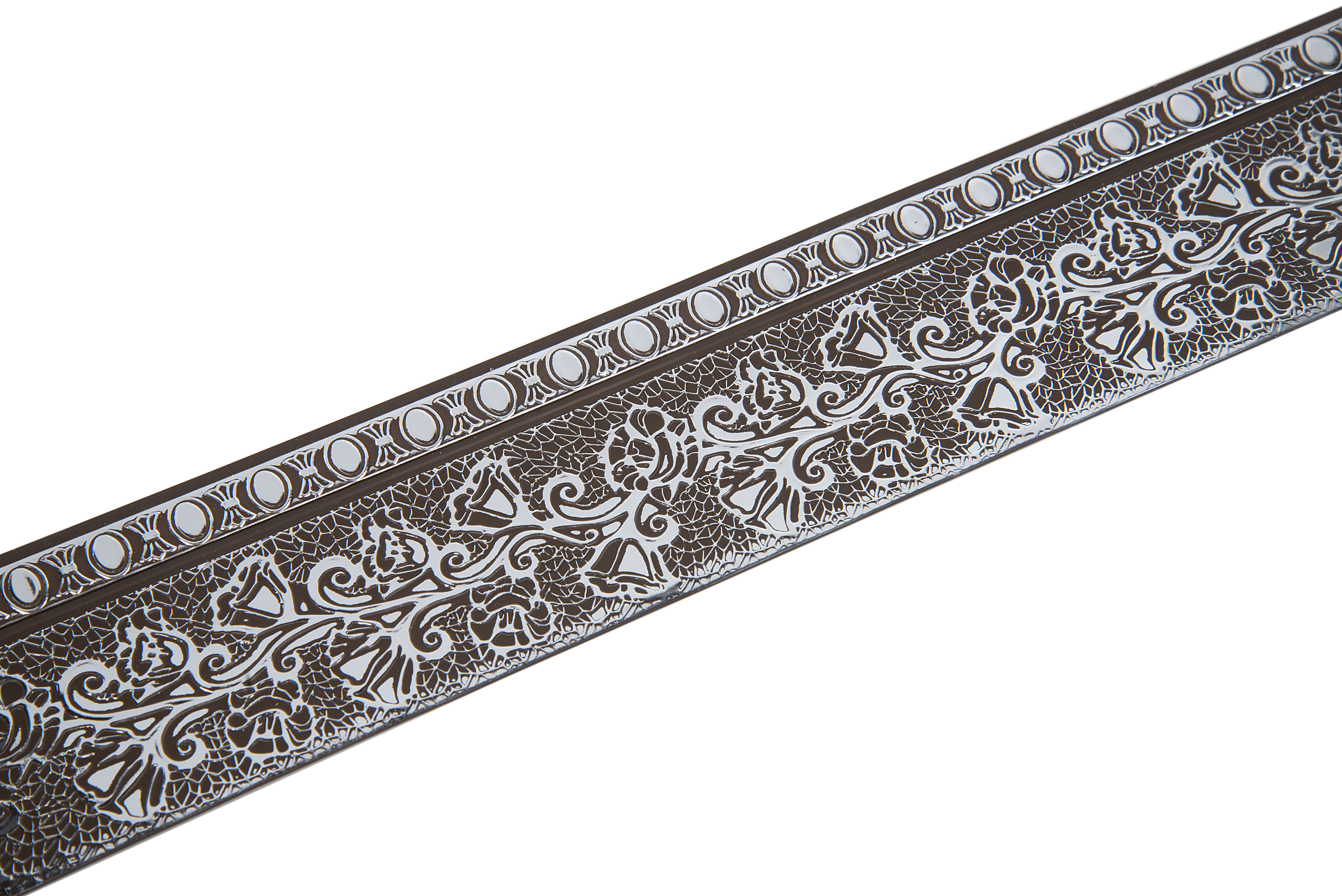 Планка ПВХ Кружево МАГЕЛЛАН 7см 25м Серебро/Шоколад. Цена за 1 метр