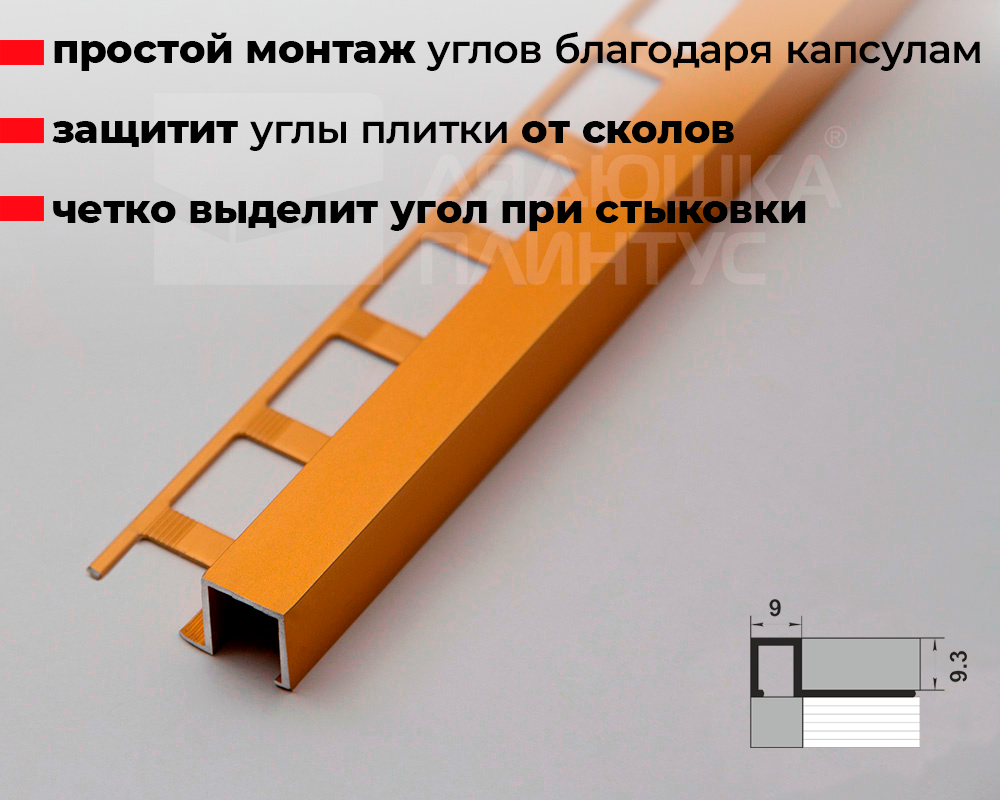 Профиль окантовочный ПК 11-8.2700.02л Золото