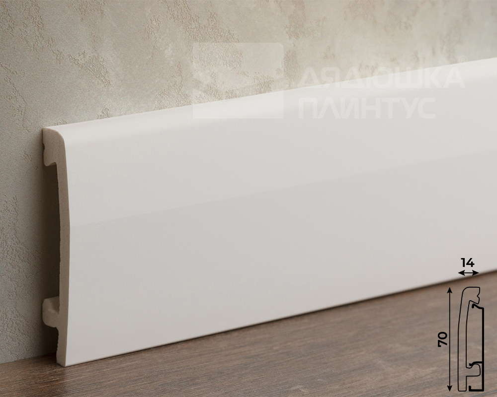 Плинтус СОЛИД 1 UHD 03/70C 70*14*2000 Белый под покраску